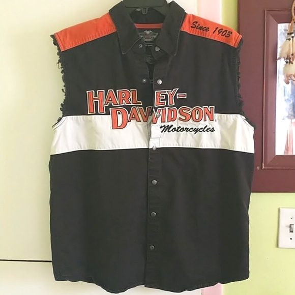 Harley-Davidson Other - Harley Davidson Button Front Cutoff Style Shirt